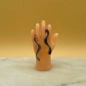 Vintage Metal Pointus abstract sterling silver artisanal earrings - 0020